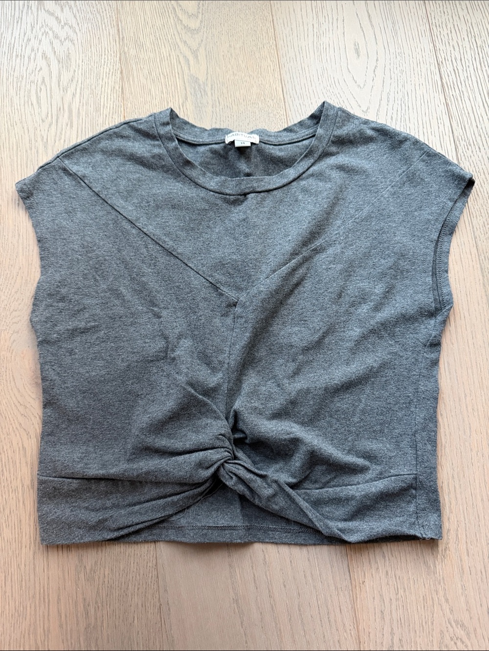 Habitual Gray Short Sleeve Twist-Front Tee Size 14